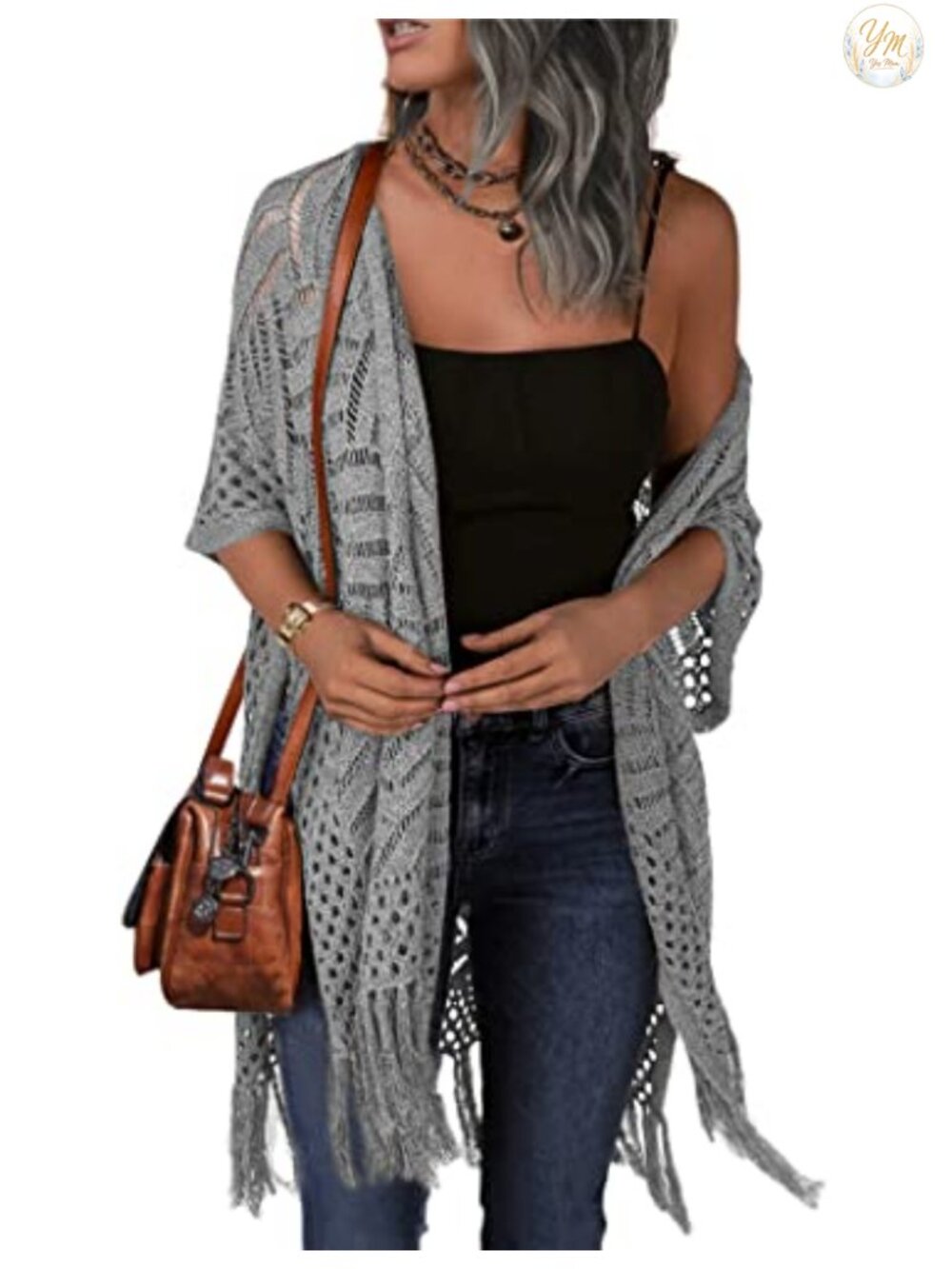Knit Crochet Cardigan Hollow Out Lightweight Kimono Sweater